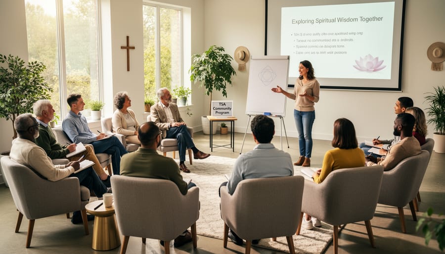 Diverse group of people participating in spiritual discussion circle