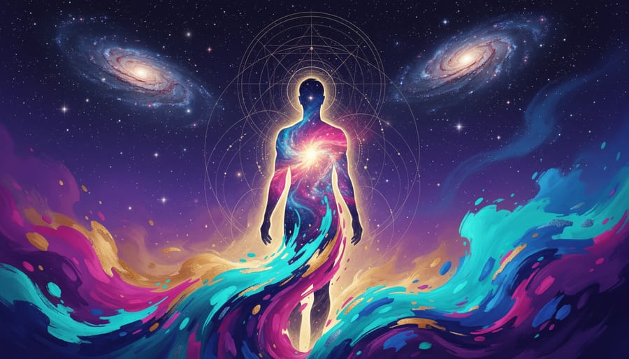 A glowing silhouette against a starry night sky representing the immortal soul